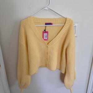 Edikted Sabrina Bishop Sleeve Crop Cardigan Small